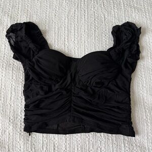 Mind Code Black Ruched Blouse